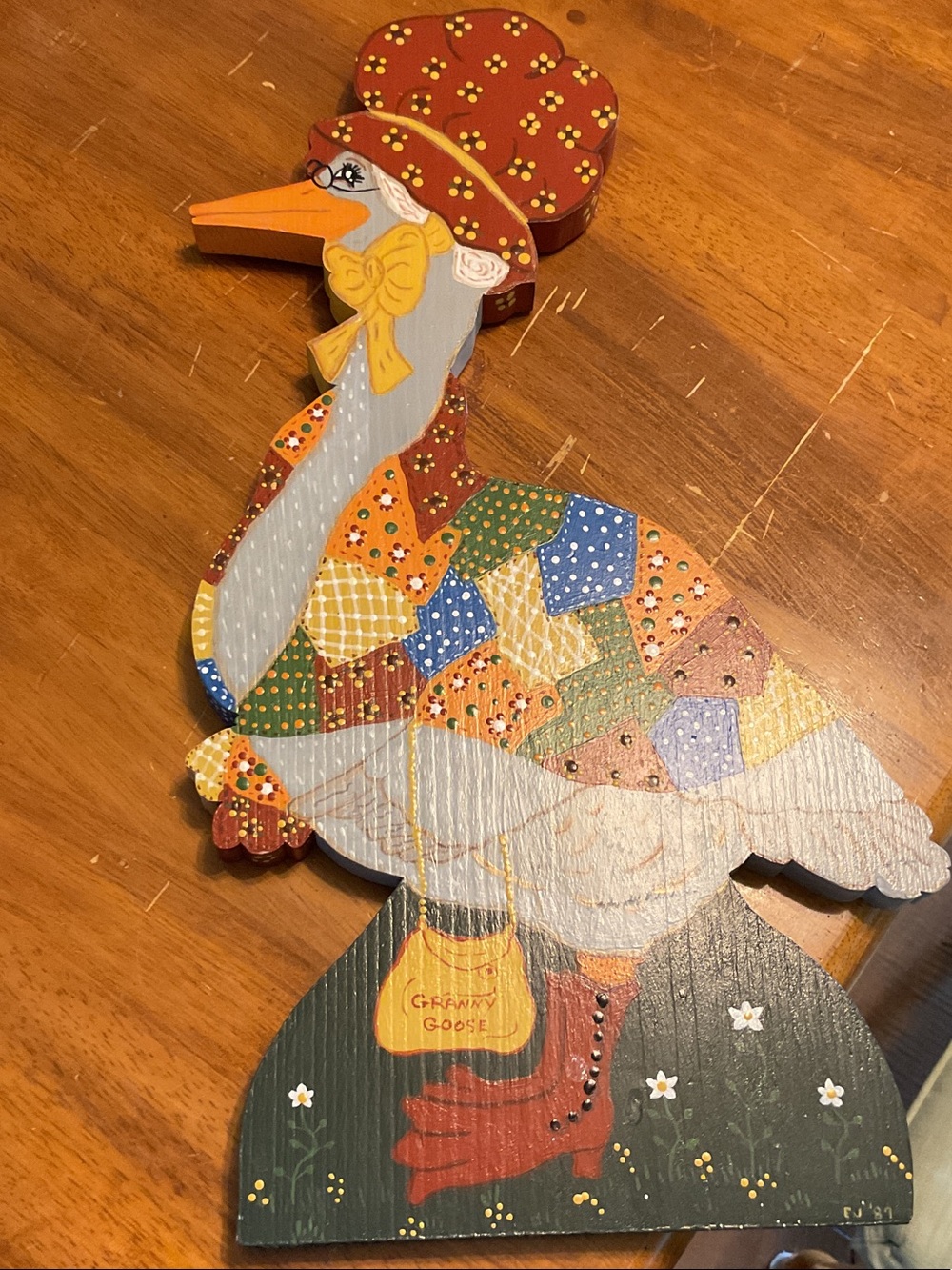 Hand-Painted Granny Goose Wall Art - Multicolor